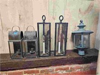 Grouping of Wall Sconce Metal Lanterns