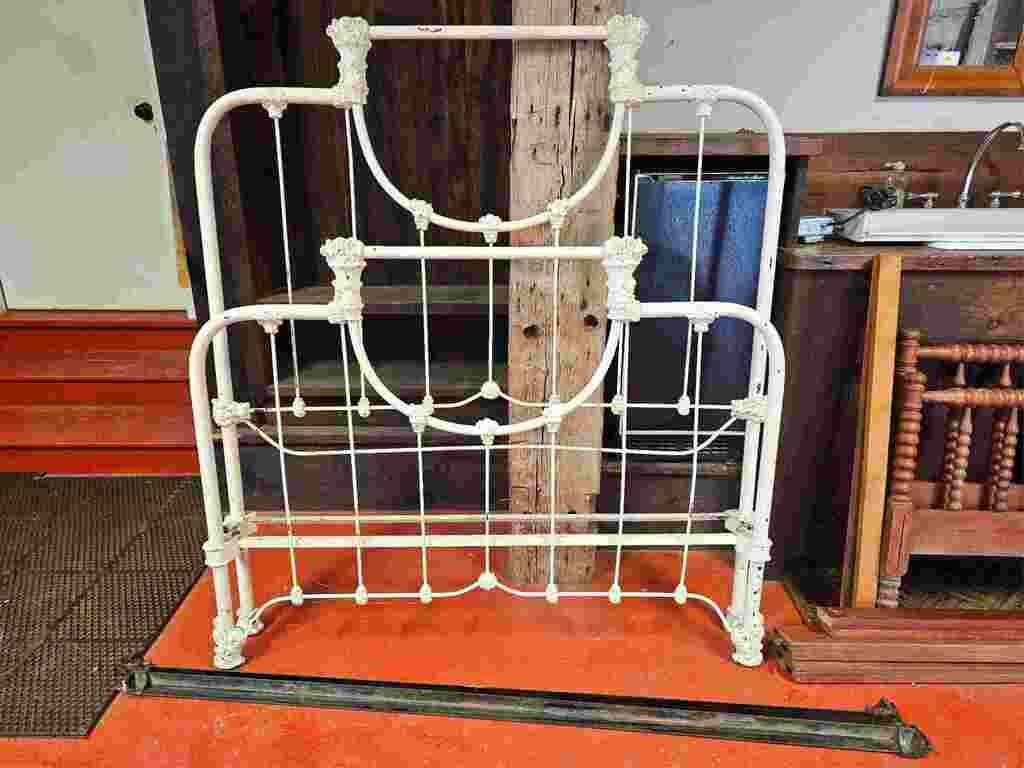 Victorian White Painted Iron Twin Bed Frame