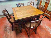 Antique Extending Oak Pub Table & Chairs