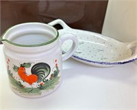 Italian Hand Painted Pitcher and Serving Tray