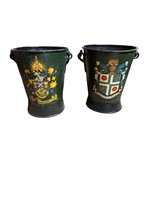 (2) Painted English Coal Buckets w/Transfer