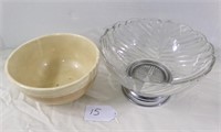 CROCK STYLE MIXING BOWL AND CHROME BASE BOWL