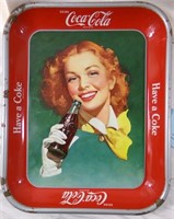COCA COLA METAL TRAY WITH RED HEADED GIRL