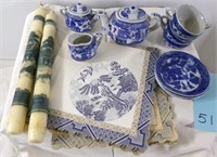 OCCUPIED JAPAN BLUE WILLOW CHILDS CHINA SET