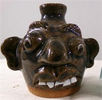 UGLY FACE POTTERY JUG FOLK ART MINI SIZE SIGNED