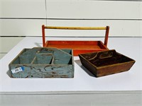 (3) Painted Wooden Totes
