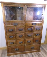 16 DRAWER EARLY PINE MEDICAL APOTHECARY