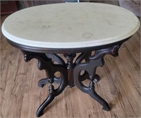 OVAL MARBLE TOP VICTORIAN LAMP TABLE