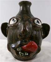 UGLY FACE JUG FOLK ART SIGNED BOONE 2009