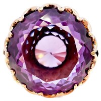 Vintage 12 Carat Purple Sapphire Cocktail Ring 14k