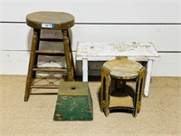 Painted Wooden Stool, Bench, Step & Plant Stand