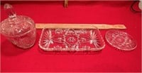 Anchor Hocking Relish Trays and Candy DIsh w/lid