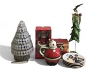 Collector Plates, Snowman Tea Pot, Santa Ornament