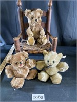 Cute Vintage Teddy Bears and Chair