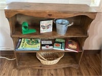 Wood Bookshelf & Contents