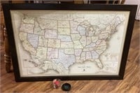 Magnetic Framed Map with "Pins”