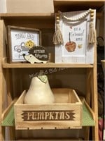 Fall Decor; Wood Crate, Large Pear & Signs