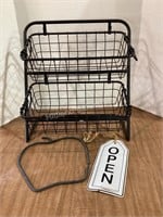 Metal Basket Rack, Iron Apple & Open Tag