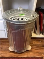 Metal Can With Lid on Wheels