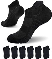 Tmani 6 Pairs Men Socks Cushioned Ankle Durable C