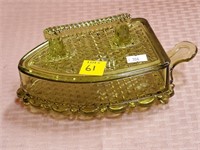 Vintage Green Imperial Glass Iron Candy Dish