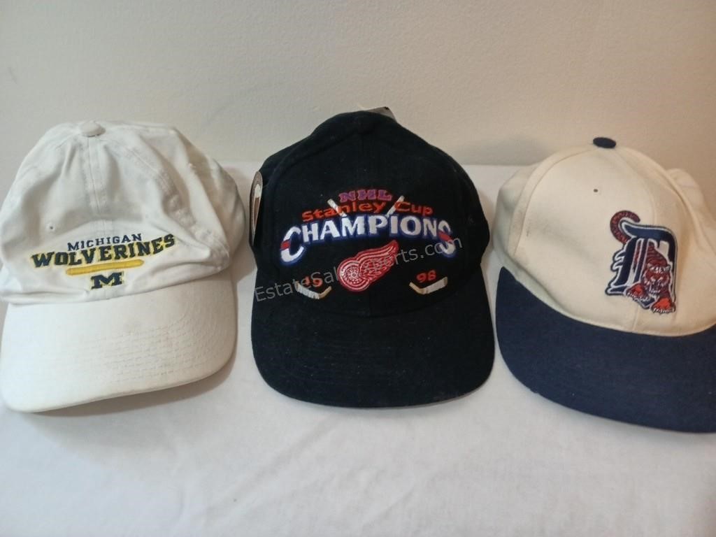 Detroit Red Wings, Tigers, U of M  Hats