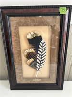 NWTF Framed HAnd Carved Turkey Feather