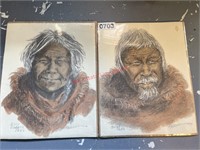 Two signed Tazouz smaller Eskimo  prints