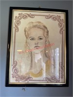 1986 signed Mauro Oil Pastel framed art (back