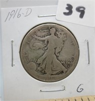 1916-D Walking Liberty silver half dollar