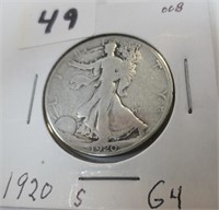 1920-S Walking Liberty silver half dollar