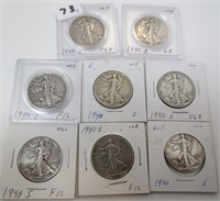 8 - 1940-S Walking Liberty silver half dollars