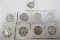 9 - 1941-S Walking Liberty silver half dollars