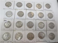 20 - 1942 Walking Liberty silver half dollars