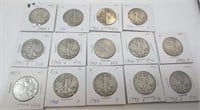 14 - 1943-S Walking Liberty silver half dollars