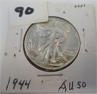 1944 Walking Liberty silver half dollar, AU