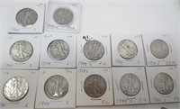 12 - 1944-S Walking Liberty silver half dollars