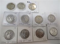 11 - 1944-D Walking Liberty silver half dollars