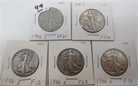 5 - 1946-S Walking Liberty silver half dollars