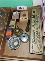 LOT OIL LAMP PARTS- WICKS & OTHER ITEMS