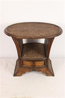 ONE DRAWER WOODEN AND WICKER SIDETABLE