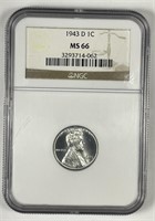 1943-D Lincoln Wheat Cent NGC MS66
