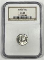 1946-D Roosevelt Silver Dime NGC MS66