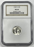 1949-S Roosevelt Silver Dime NGC MS66