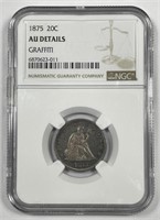 1875 20 Cent Piece Silver NGC AU details