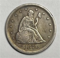 1875-S Twenty Cent Piece Extra Fine XF