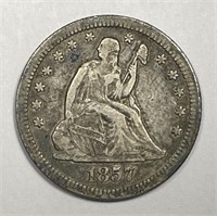 1857 Seated Liberty Silver Quarter Very Fine VF