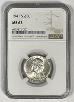 1941-S Washington Silver Quarter NGC MS63