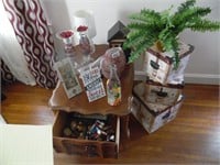 VASES, BOXES, DECOR, COOKBOOKS, TABLE NOT IN LOT
