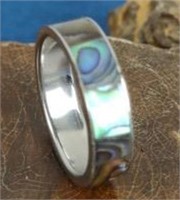 Stainless with Abalone Ring